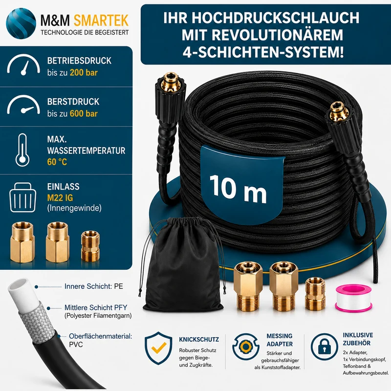 10 Meter Hochdruckschlauch Verlängerung für Kärcher EasyLock HD 200bar + Adapter