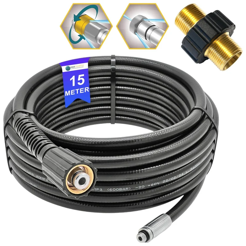 15m Rohrreinigungsschlauch für Kärcher Kränzle Set PROFESSIONAL 4 teilig HD HDS