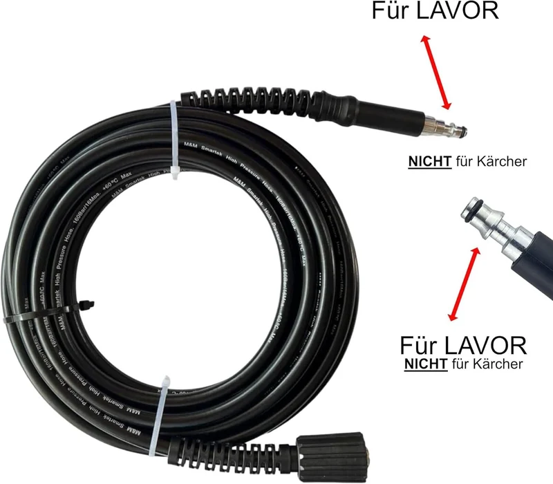 10m Hochdruckschlauch für Lavor HD Reiniger mit M22 x1,5 IG und Quick Connect