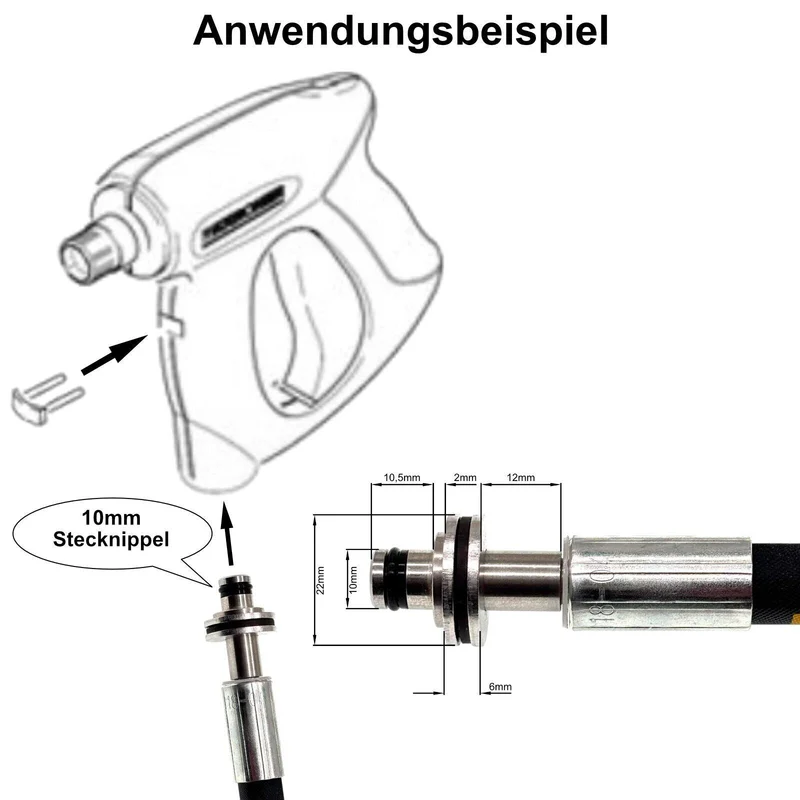 Hochdruckadapter für Kärcher mit M22-Gewinde und 10mm oder 11mm AVS-Stecknippel