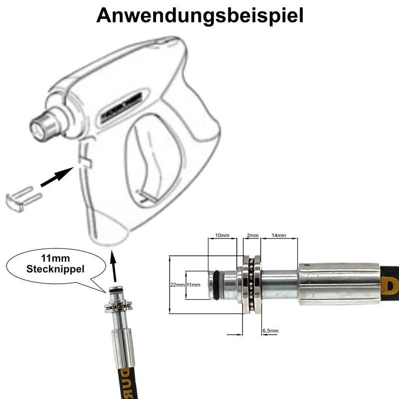 Hochdruckadapter für Kärcher mit M22-Gewinde und 10mm oder 11mm AVS-Stecknippel