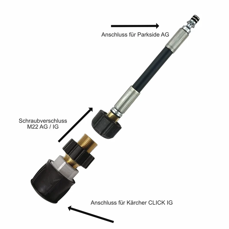 Umrüstkit kompatibel mit Kärcher Quick Connect auf Parkside 2 teilig Hochdruck