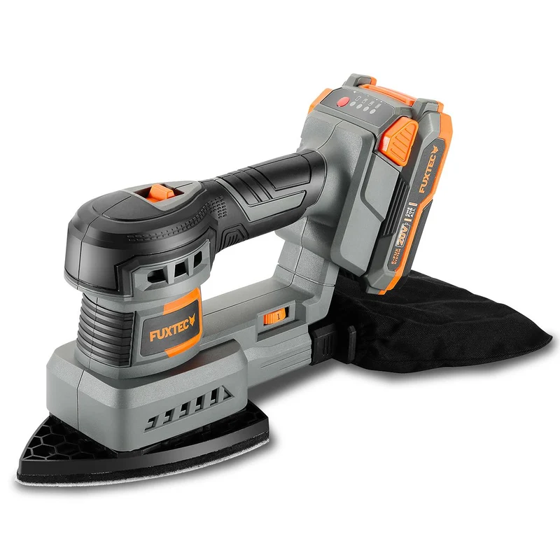 B-WARE FUXTEC 20V Akku Schwingschleifer FX-E1MS20 SET mit 1 x Akku 2Ah, 1 x Ladegerät 1A