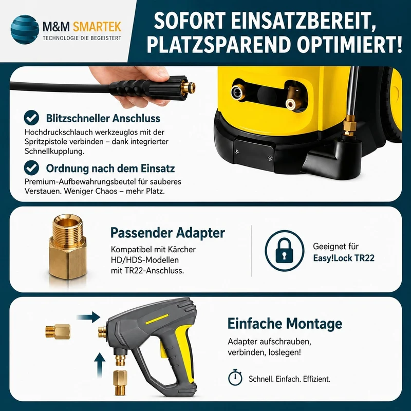 3 100m Hochdruckschlauch Verlängerung für Kärcher EasyLock HD 200bar + Adapter