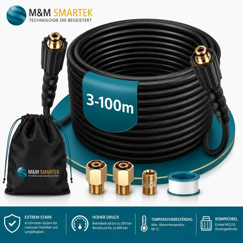 3 100m Hochdruckschlauch Verlängerung für Kärcher EasyLock HD 200bar + Adapter