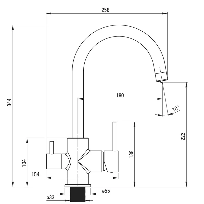 3-Wege-Armatur Basico Black – U