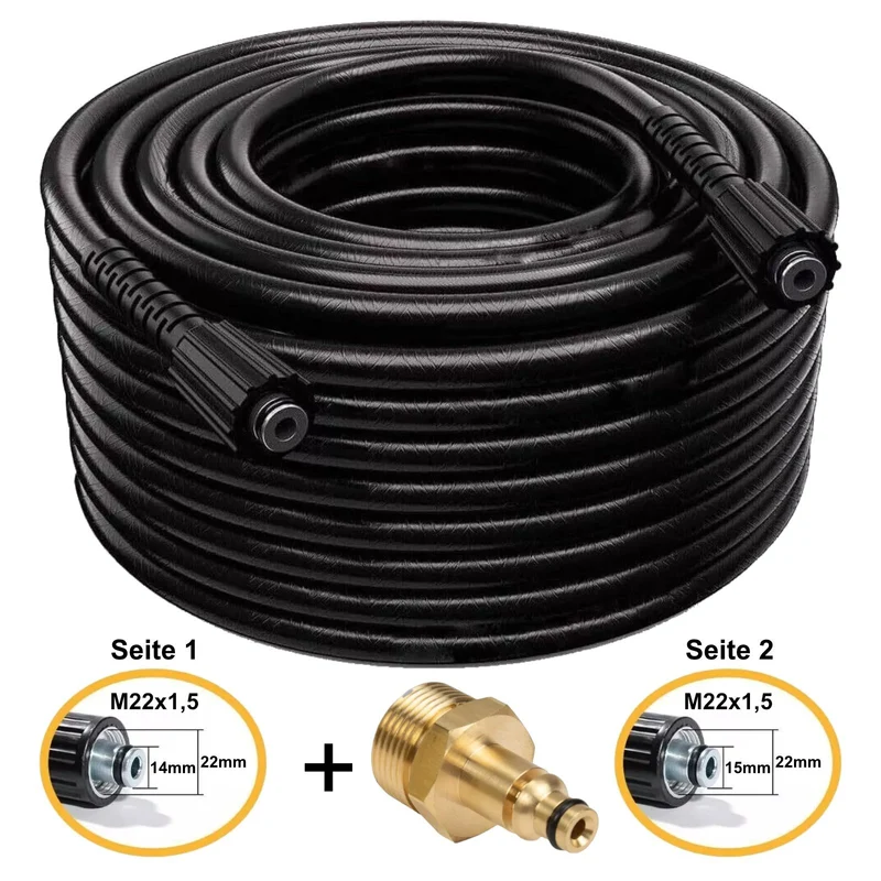 8m Hochdruckschlauch M22 x1,5 IG + Adapter für Bosch, AR und Black&Decker