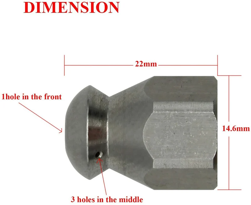Raketen Düsen Edelstahl Rohrreinigungsdüse 1/4'' Jet für Hochdruckreiniger