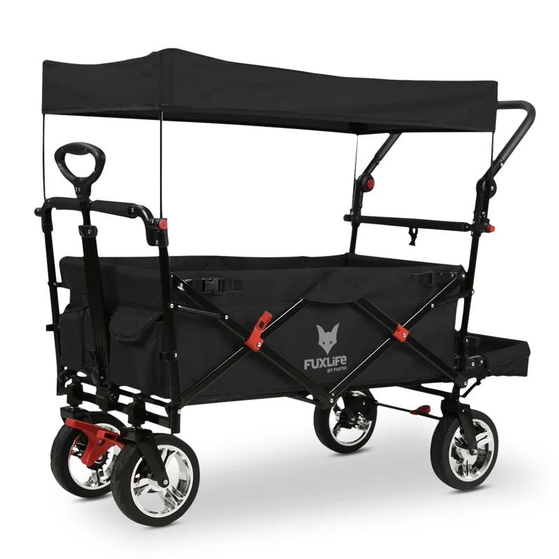 FUXTEC Bollerwagen FX-CT800 mit UV-geschütztem Sonnendach,Schiebegriff & Innenraumverlängerung