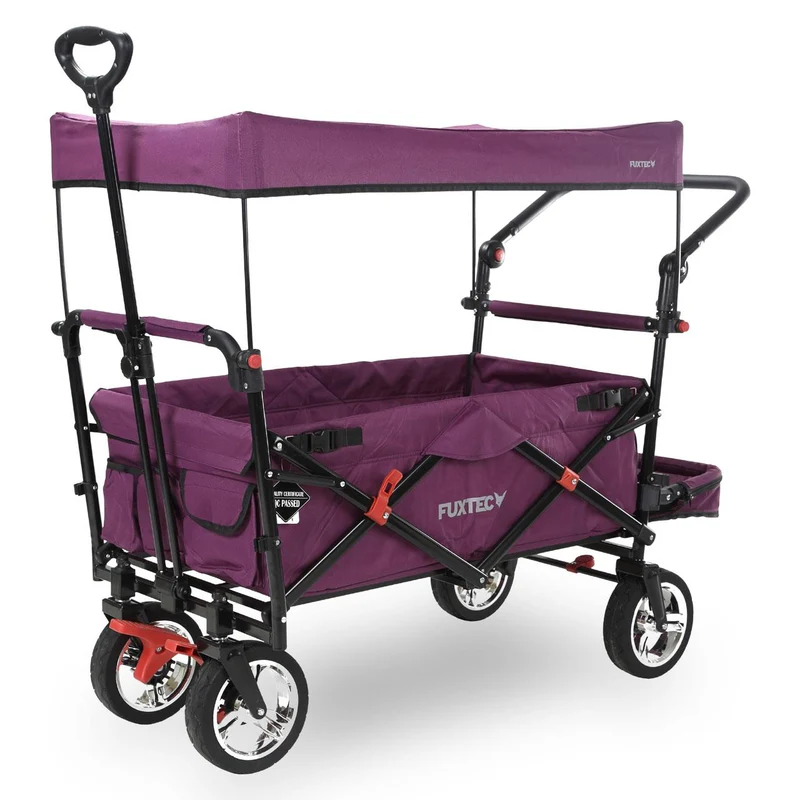 FUXTEC Bollerwagen FX-CT800 mit UV-geschütztem Sonnendach,Schiebegriff & Innenraumverlängerung