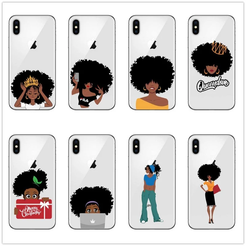 Phone Case for iPhone X XR XS Max 6 6s 7 8 Plus 5 5S SE Black Girl Cover