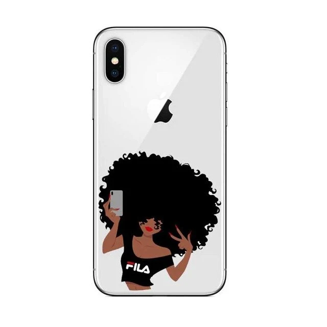 Phone Case for iPhone X XR XS Max 6 6s 7 8 Plus 5 5S SE Black Girl Cover