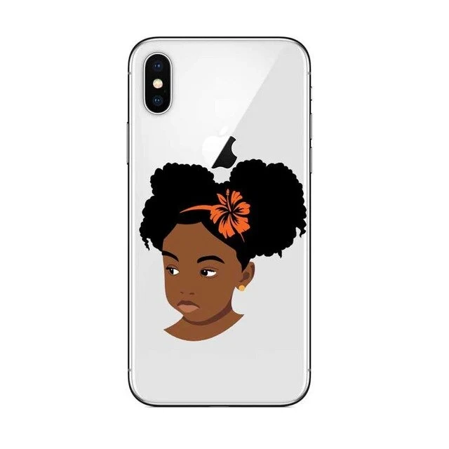 Phone Case for iPhone X XR XS Max 6 6s 7 8 Plus 5 5S SE Black Girl Cover