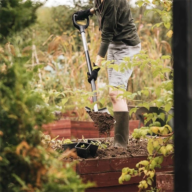 Fiskars Ergonomic Gärtnerspaten rund, grau