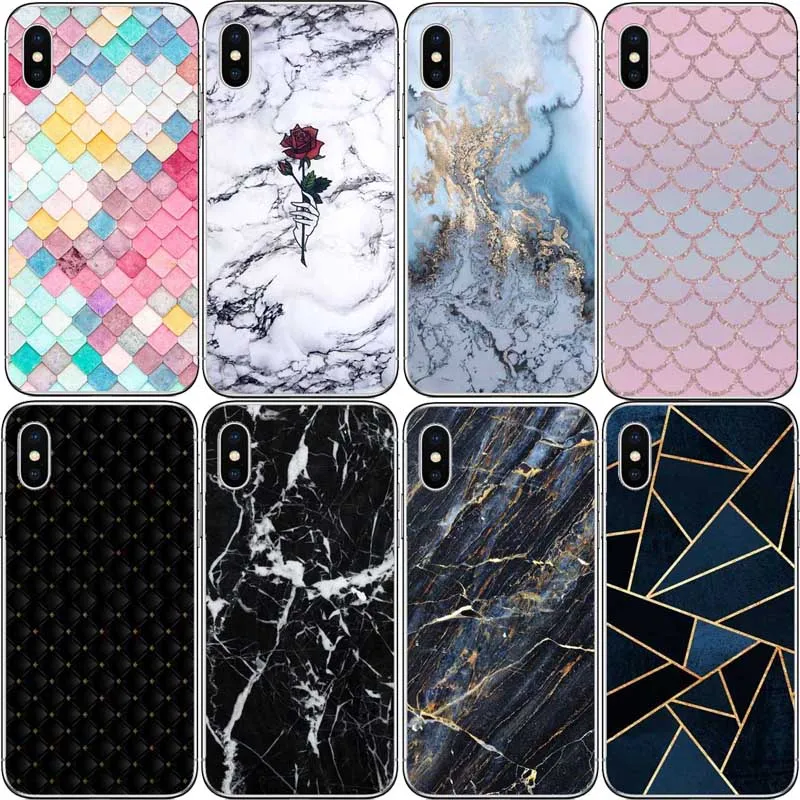 Colorful Grid Case For iPhone X 8Plus 6 6S 5S 5 SE hard plastic Case Mermaid Girly Cover Cases For iPhone 7 XR XS MAX 6Plus