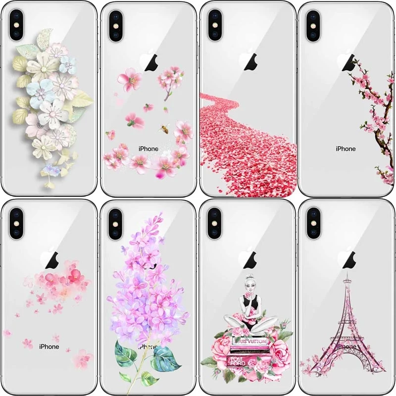 iphone 5 5S 6S XR XS MaxPLUS X XR XS Max 8 Back Cover Colorful Flowers Leaf Cartoon Cases