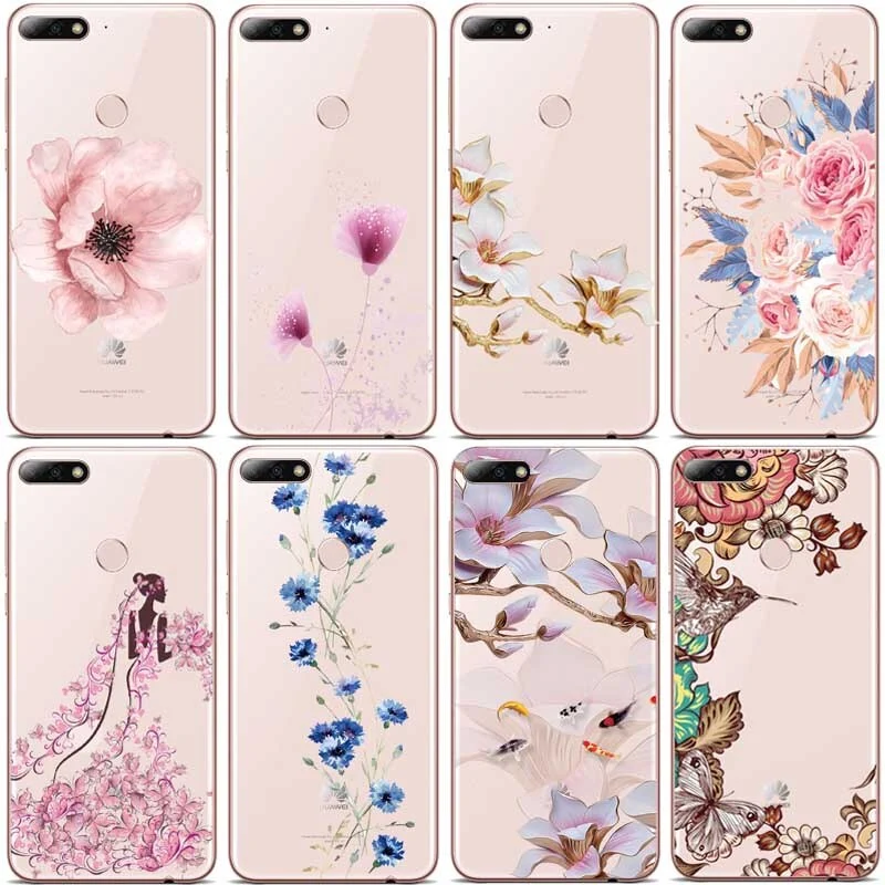 Silicon Phone Case For Huawei P8 P9 P9LITE Rose Floral Leaves Cases For P10 P20L P10 P20Plus