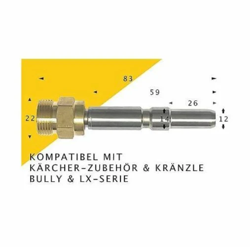 Adapter für Kränzle D12 KEW, WAP, Alto, Nilfisk Neptune M22 x 1,5 AG Edelstahl