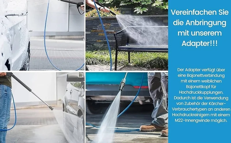 Adapter für Kärcher Bajonett IG M22 IG Hobby Zubehör auf Profi Hochdruck