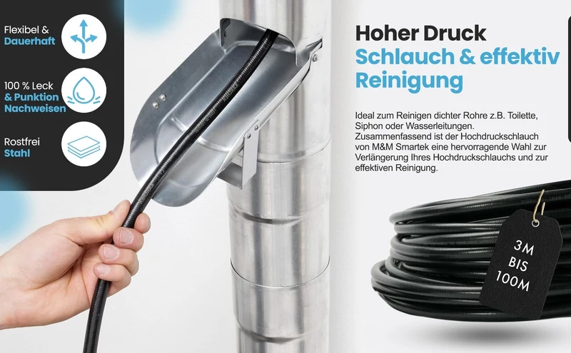 Rohrreinigungsschlauch für Kränzle M22 AG verschiedene Längen & Düsen Kanalratte