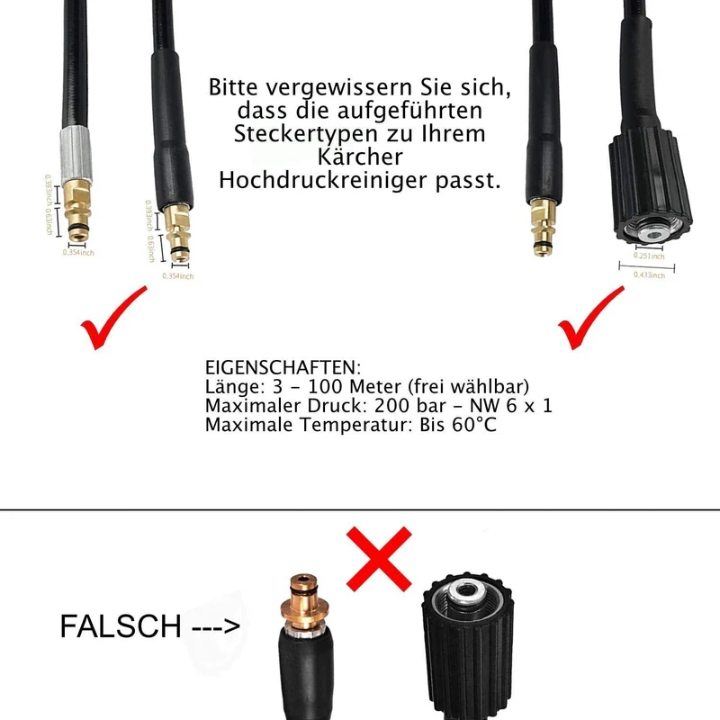 Hochdruckschlauch für KÄRCHER K2 K3 K4 K5 K6 K7 Made in GERMANY wie 2.641 706.0