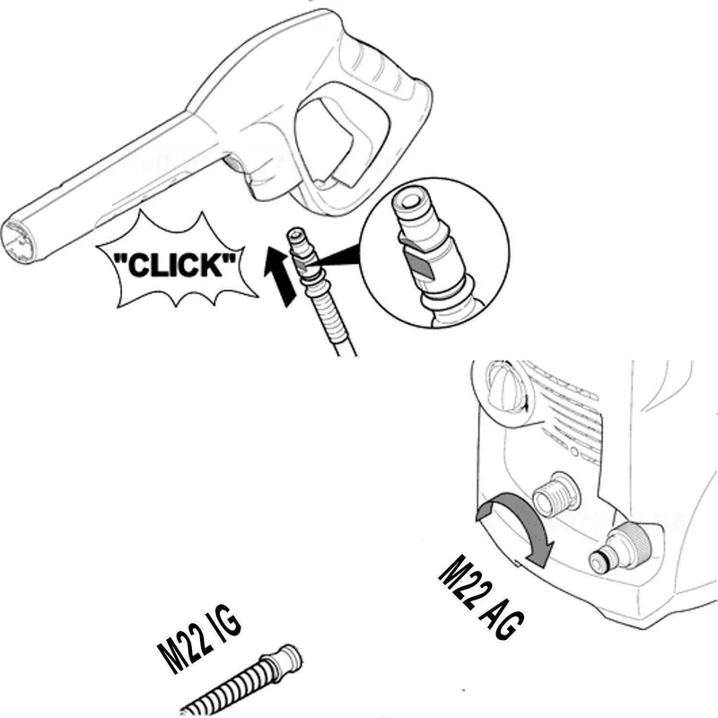 Schlauch für Hochdruckreinger Kärcher K2 K3 K4 K5 K6 K7 M22 Click Variationen