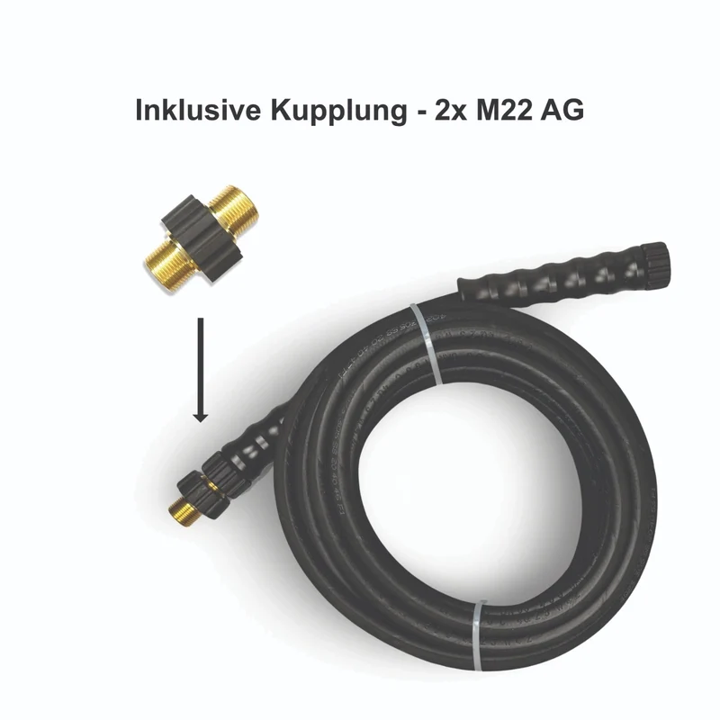 10m Hochdruck Schlauch für Kärcher M22 Überwurf 400 bar 150°C HD + Kupplung