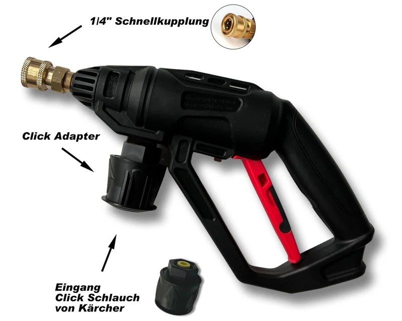 Hochdruckpistole für Kärcher u.a. & 5 in 1 Düse Schnellkupplung Click Adapter