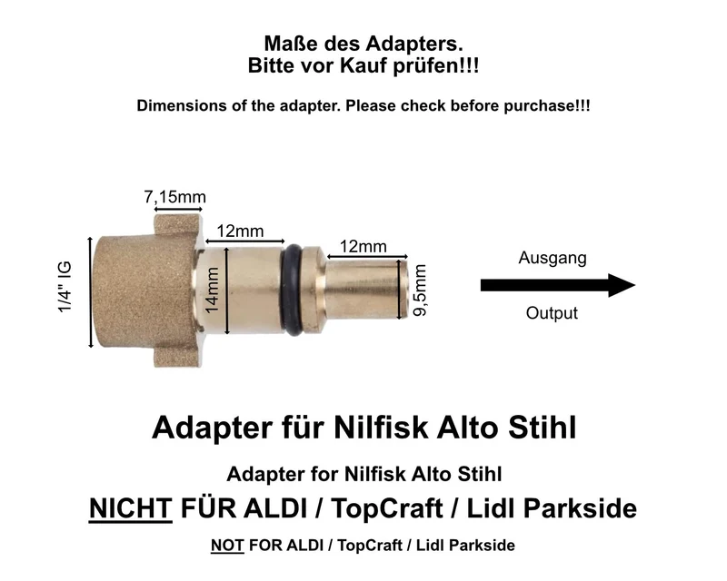 Adapter für Nilfisk KEW Bajonett Alto 1/4" IG für Hochdruckreiniger Zubehör