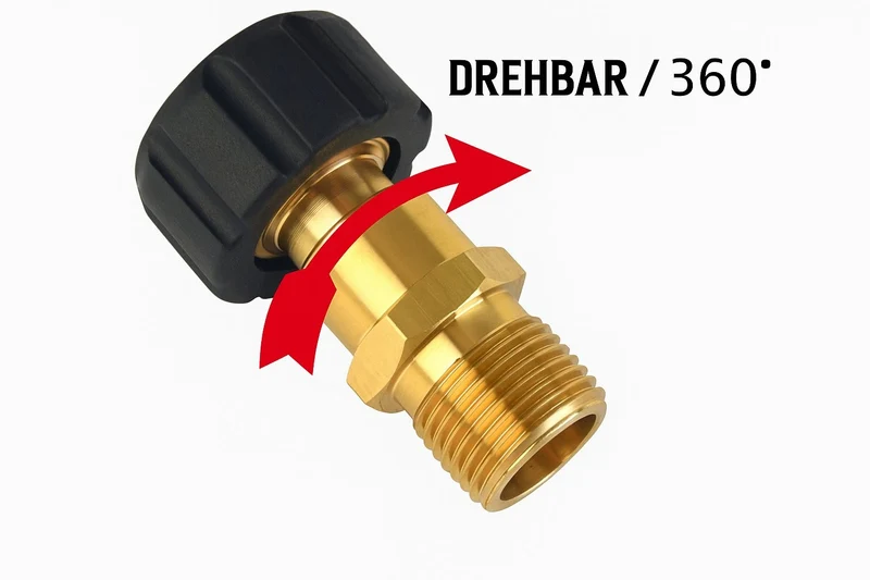 Adapter für Hochdruckreiniger M22 x1,5 AG auf M22 x1,5 IG drehbar Drehgelenk