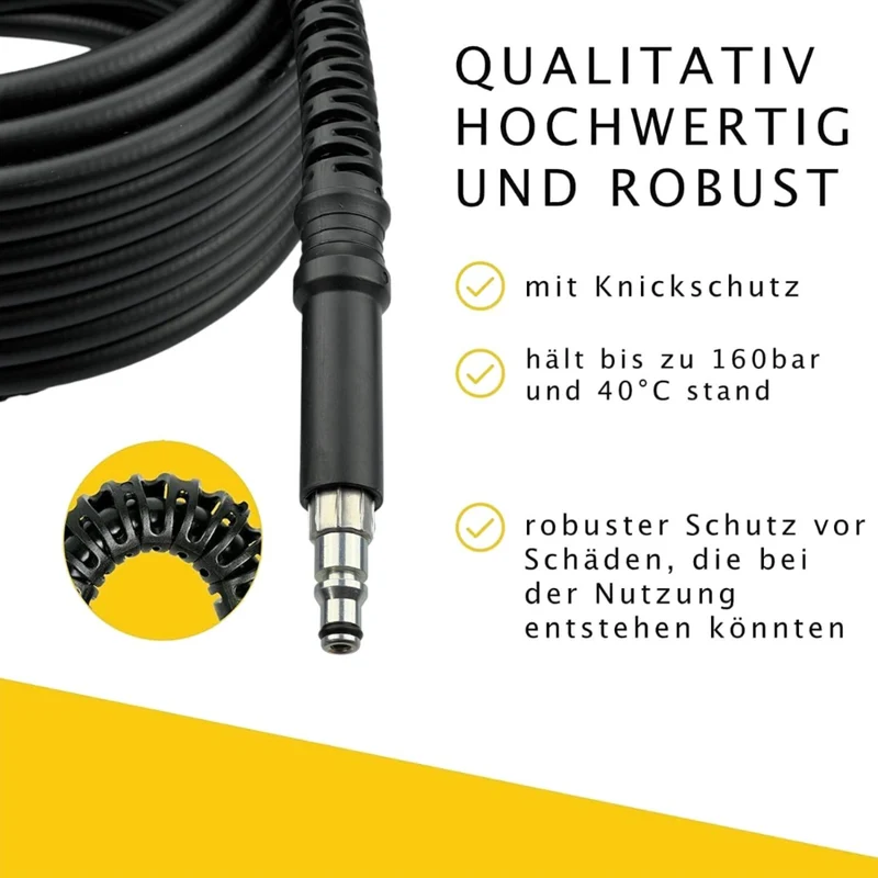 10m Hochdruckschlauch für Black & Decker HD Reiniger Quick Connect + Adapter M22