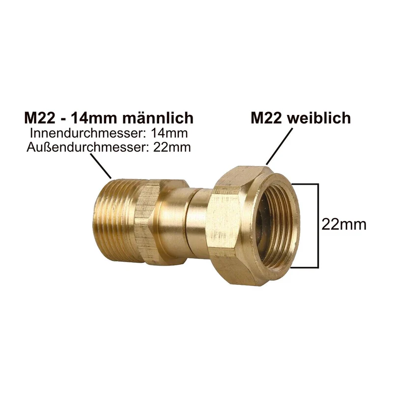 Adapter für Hochdruckreiniger M22 x1,5 AG auf M22 x1,5 IG Drehgelenk drehbar