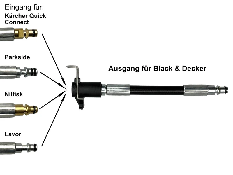 Schlauchverbinder Adapter für Kärcher Nifisk Parkside Lavor zu Black & Decker