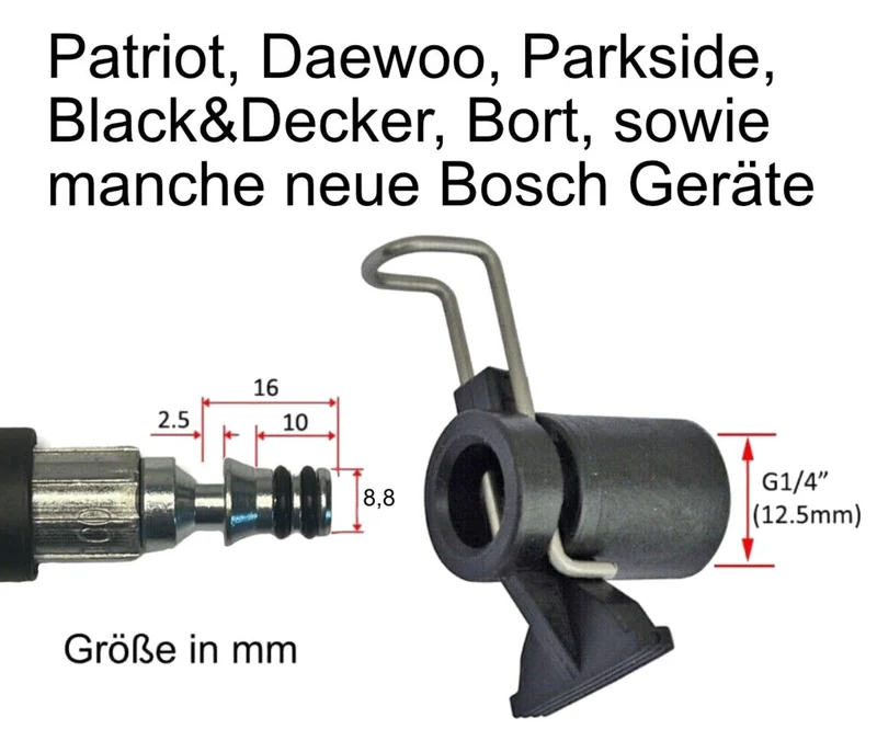 Schlauchverbinder Adapter für Kärcher Nifisk Parkside B&D Bosch auf M22x1,5 IG