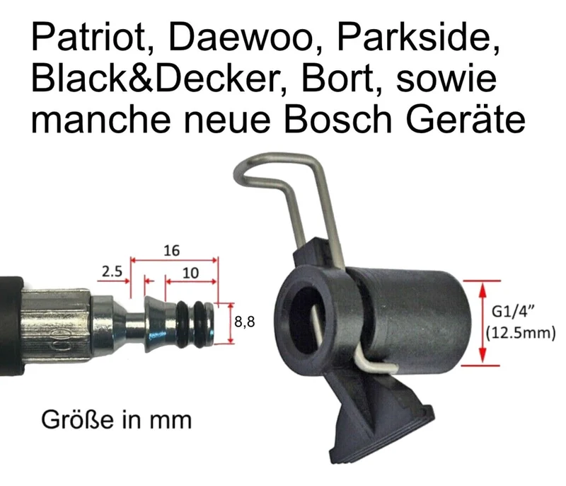 Schlauchverbinder Adapter für Kärcher Quick Nifisk Parkside B&D zu Bosch Hobby