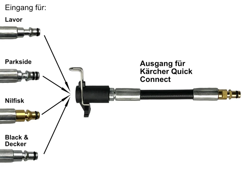 Schlauchverbinder Adapter für Nifisk Parkside B&D Lavor zu Kärcher Quick Connect