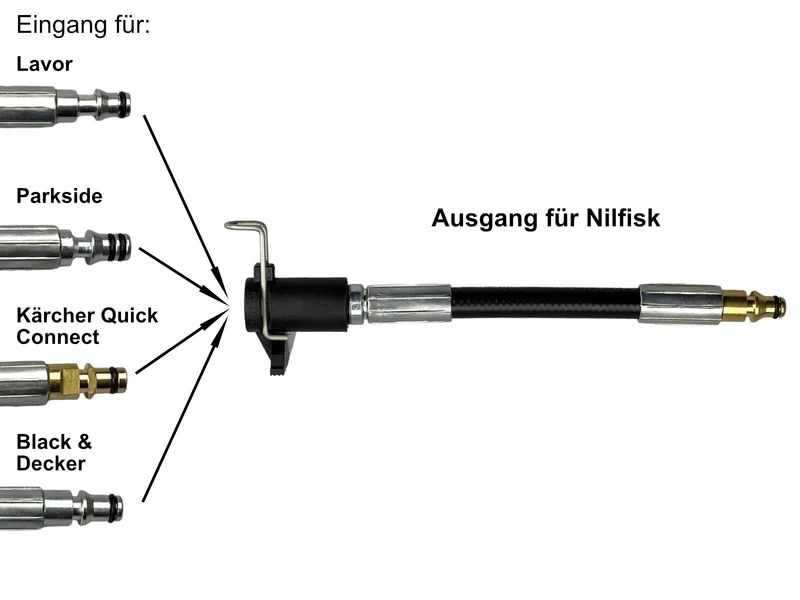 Schlauchverbinder Adapter für Kärcher Bosch Parkside Black & Decker zu Nilfisk