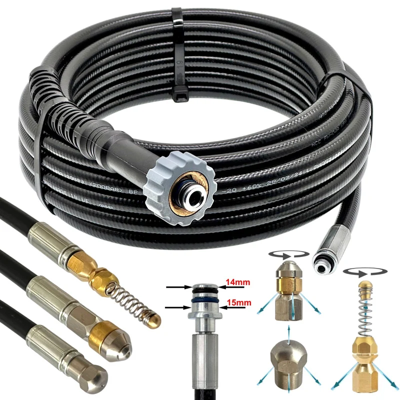 Rohrreinigungsschlauch für Hochdruckreiniger universal mit M21 IG 14mm/15mm Dorn