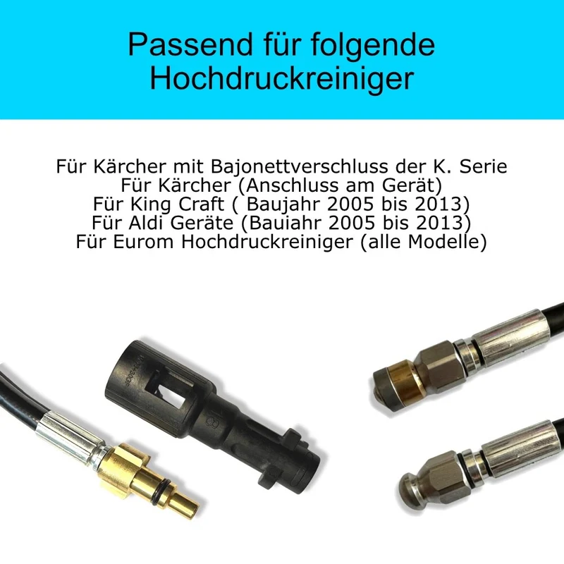5 Meter Rohrreinigungsschlauch für Aldi Kärcher & LAVOR inkl. 2 Düsen