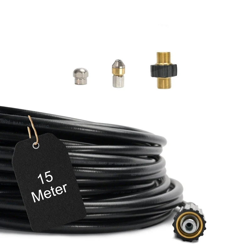 15 m Rohrreinigungsschlauch für Kärcher Kränzle Set PROFESSIONAL 4 teilig HD HDS