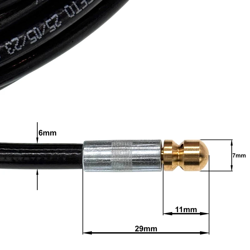 10m Rohrreinigungsschlauch extra dünn 7mm für Hochdruckreiniger 250bar 60°C