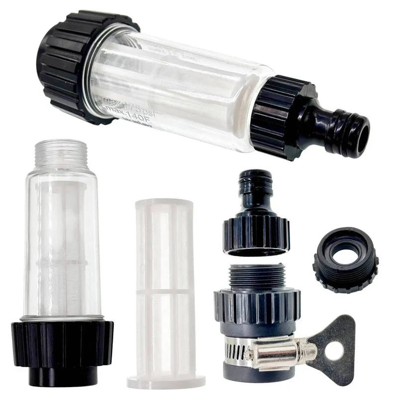 Wasserfilter groß Set 3/4" Gartenschlauch Vorfilter Wasserhahn Schnelladapter