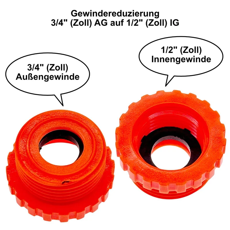 Gartenschlauch Anschluss Set 3/4" 1/2" Hahnanschluss Kupplung Wasserstopp Filter