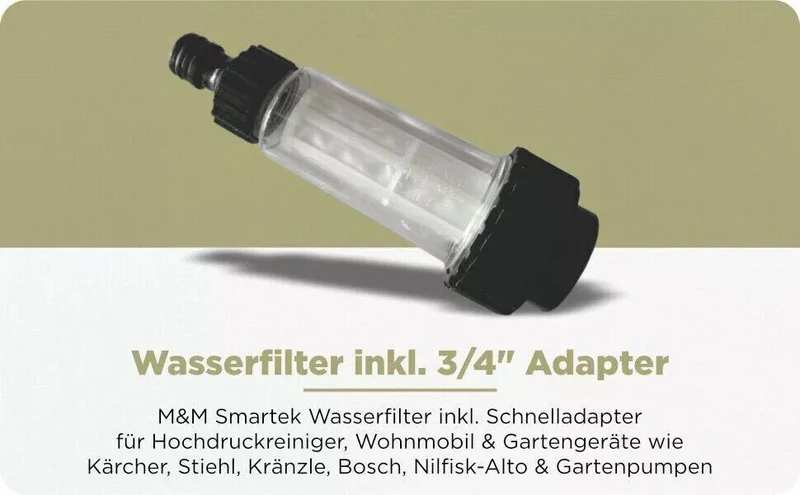 Wasserfilter Set 16mm Schnelladapter Gartenschlauch 3/4" Wasserhahn Vorfilter