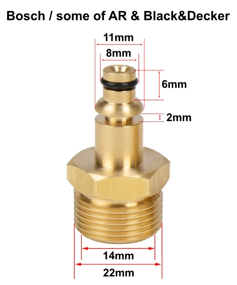Stecknippel für Bosch, AR und Black&Decker HD Pistole Adapter mit M22 AG Messing