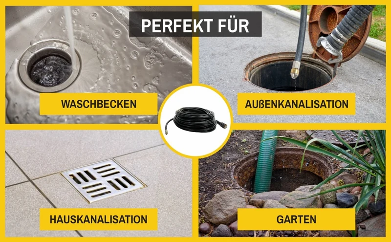 50 m Rohrreinigungsschlauch für Kärcher Kränzle HD HDS Set PROFESSIONAL 4 teilig