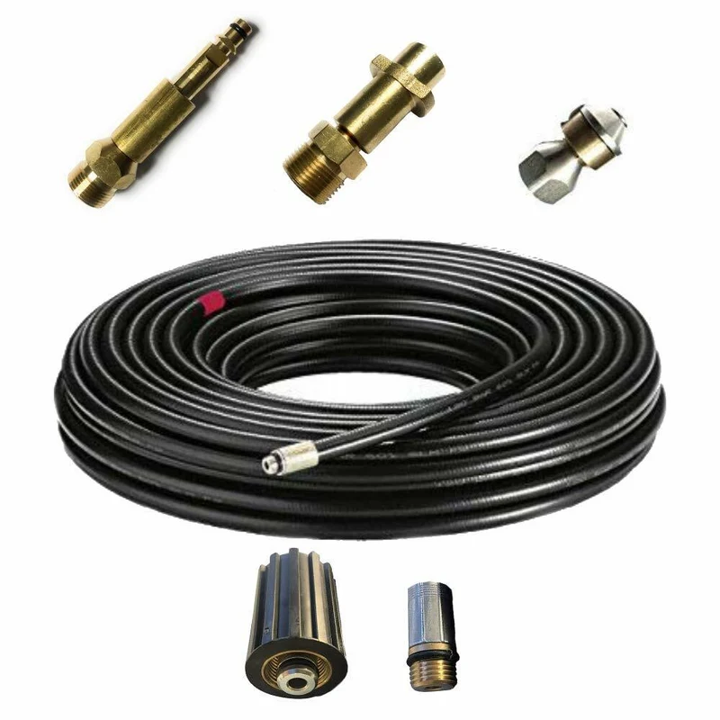 8m Rohrreinigungsschlauch Set Profi 4 teilig für Kärcher Workzone Aldi Craft HD