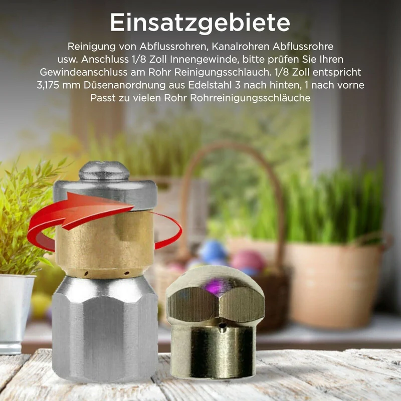 Rohrreinigungsdüse für Kärcher etc. SET 1/8" starr & rotierend Rohrrreinigung