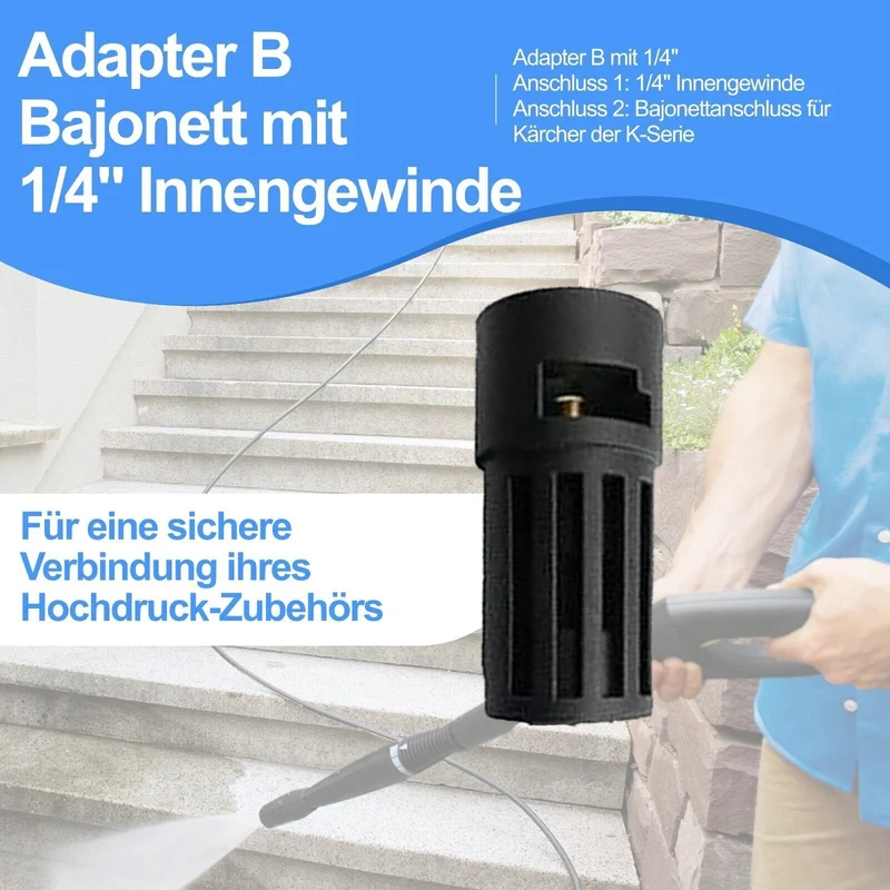 Bajonett Adapter B für Kärcher K Hobby auf Kärcher Quick Click Connect K2 bis K7
