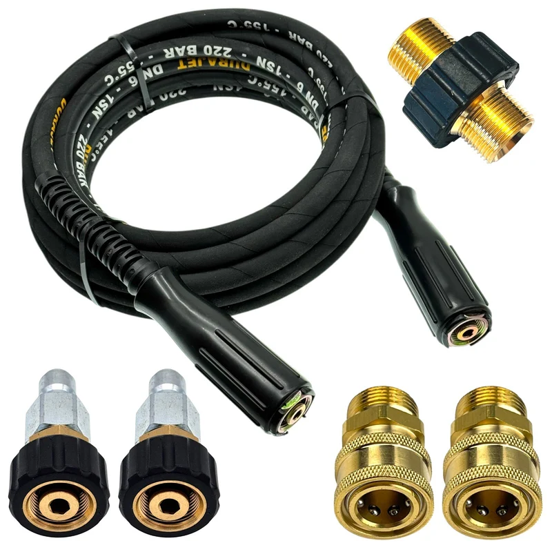 Hochdruckschlauch 2x M22 IG für HD Reiniger 220 bar Profi + Schnellkupplung Set